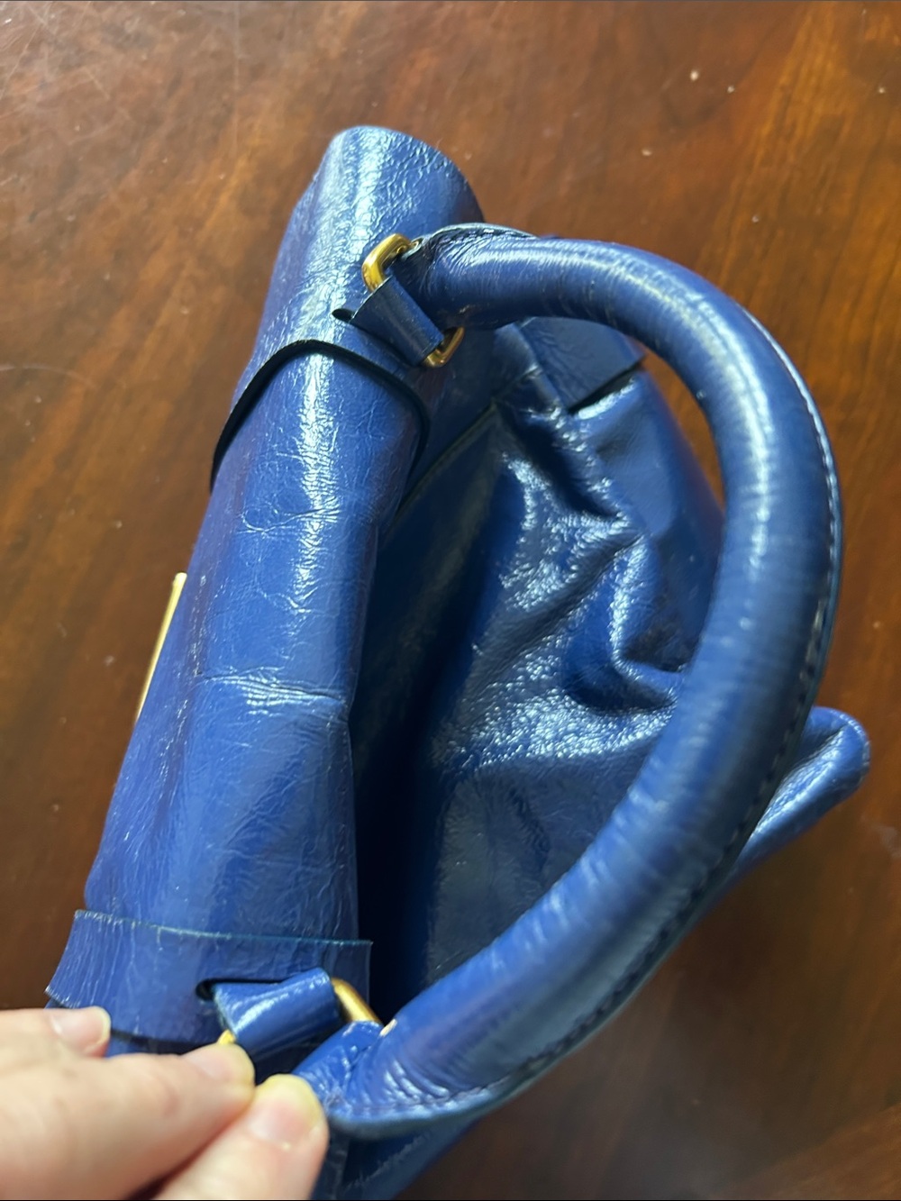 Marc Jacobs Royal Blue Leather Satchel with Gold Hardware - Picture 4 of 9